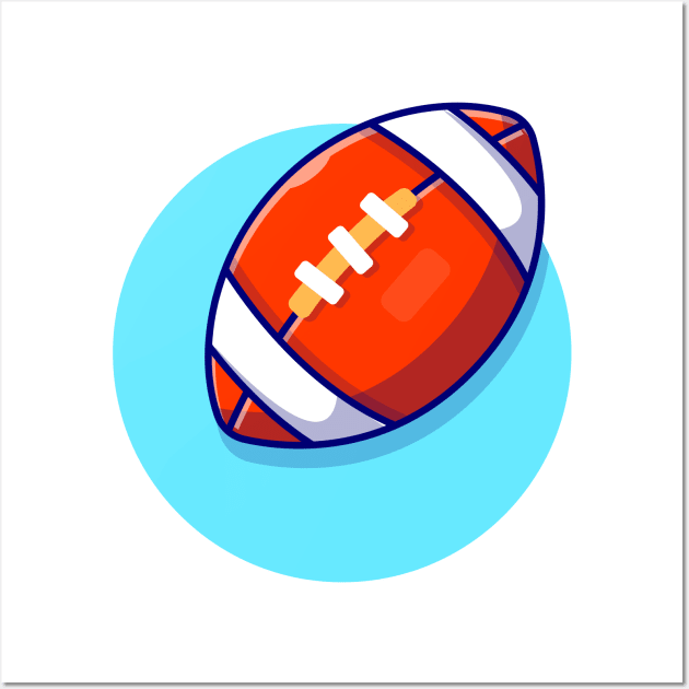 Rugby Ball Cartoon Vector Icon Illustration Wall Art by Catalyst Labs